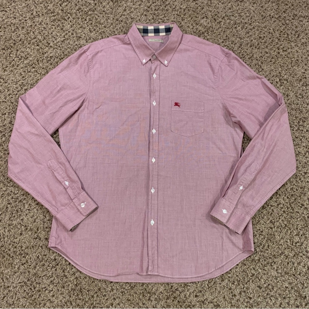 Burberry Brit Mens Button Up Shirt Red Size XL Long Sleeve Flip Cuff